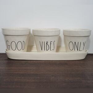 Rae Dunn 'Good Vibes Only' Planter Trio